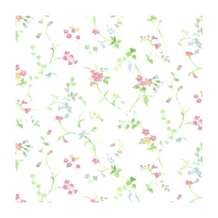 Floral Vine Wallpaper Yellow, Green, Blue, Pink Norwall Wallcovering PR33824