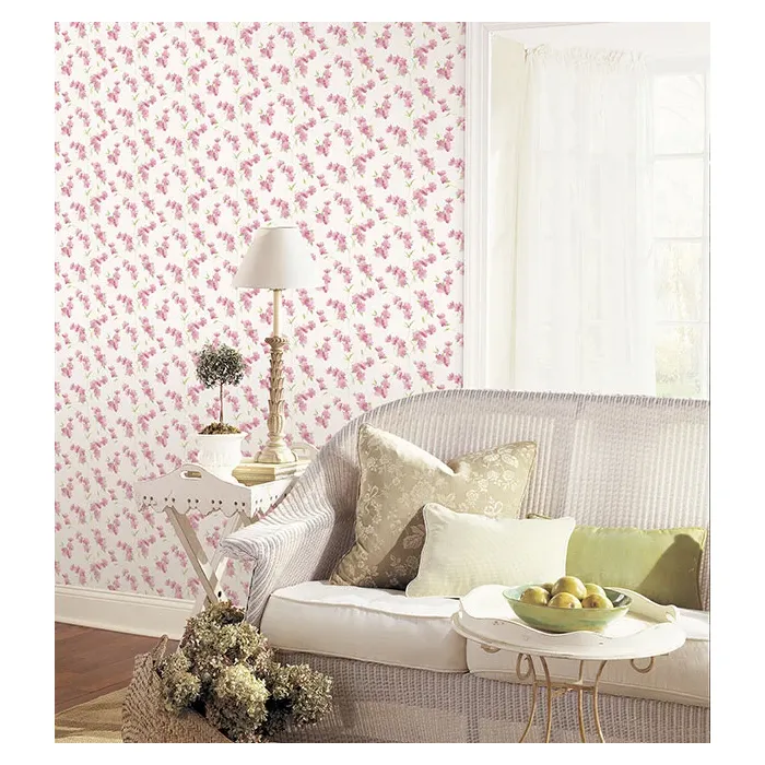 Dawn Floral Wallpaper Pink, Green Norwall Wallcovering PR33849