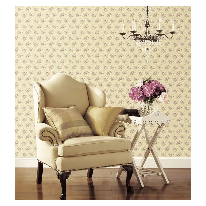 Mini Hydrangea Trail Wallpaper Beige, Plum, Pink Norwall Wallcovering PR33858