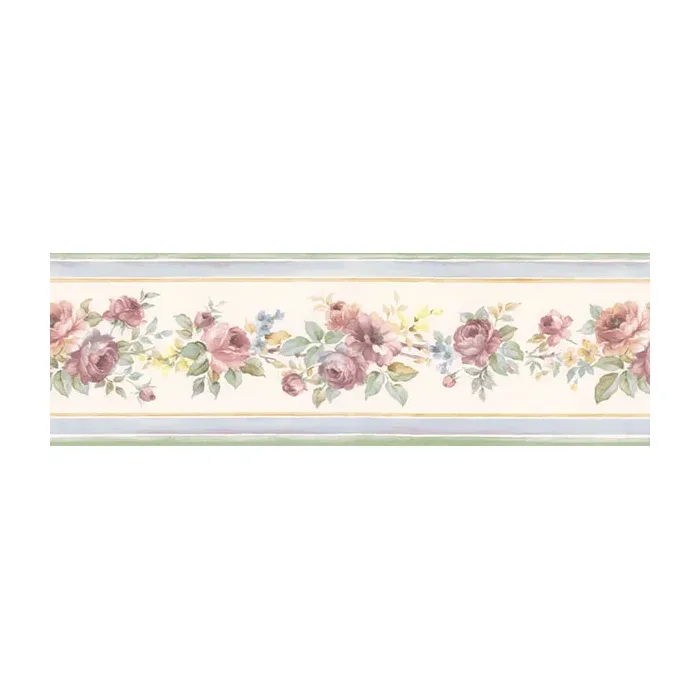 White Wedding Wallpaper Border Pink, Blue, Yellow, Green, Cream Norwall Wallcovering PR79649