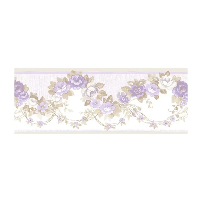 Rose Scallop Wallpaper Border Purple, Taupe Norwall Wallcovering PR79657