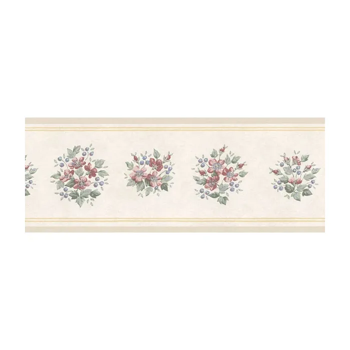 Mini Bouquet Wallpaper Border Red, Blue Green, Yellow, Cream Norwall Wallcovering PR79661