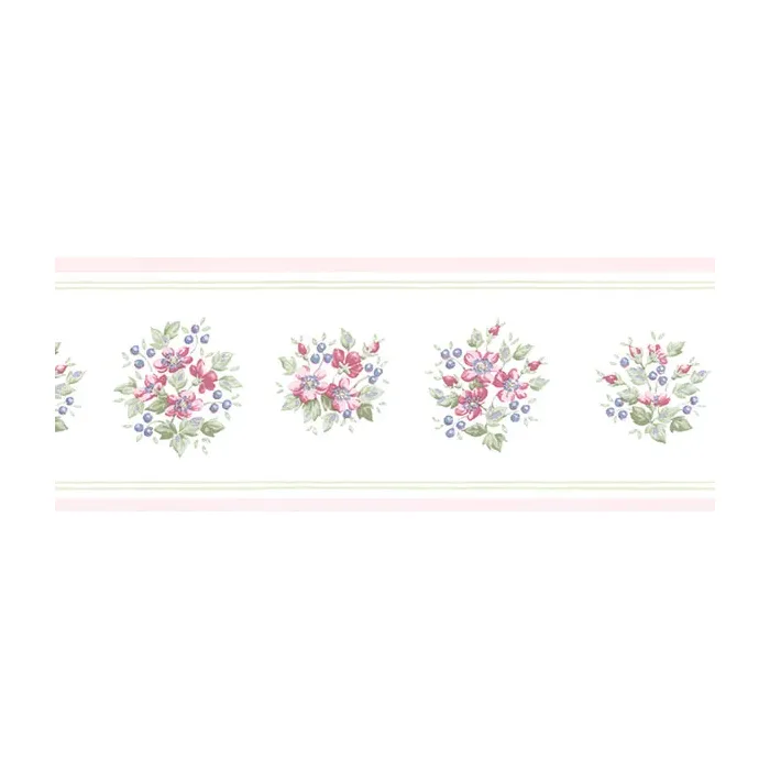 Mini Bouquet Wallpaper Border Dark Pink, Blue, Green Norwall Wallcovering PR79663