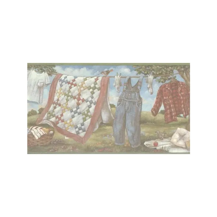 Rustic Charm Laundry Wallpaper Border