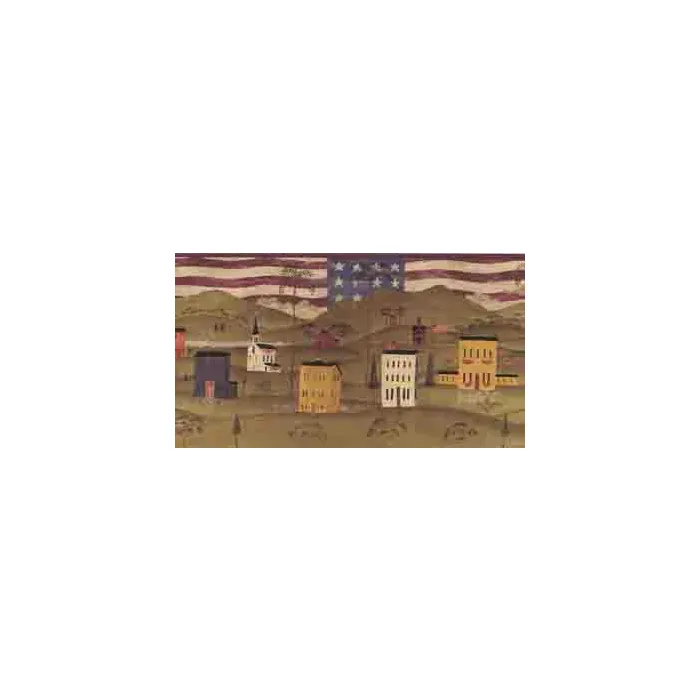 Patriotic Colonial Houses Wallpaper Border