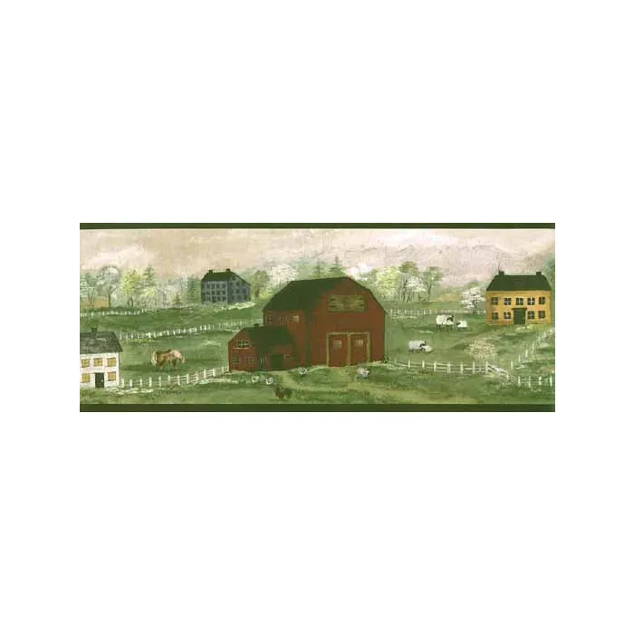 Country Farm Black Wallpaper Border