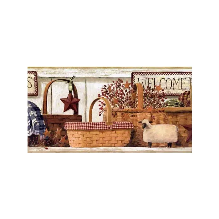 Country Baskets Wallpaper Border
