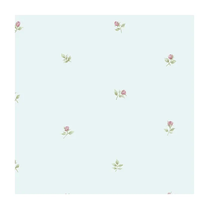 Rose Buds Wallpaper Blue, Pink, Green Norwall Wallcovering RG35718