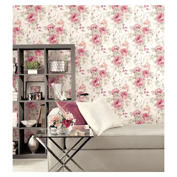La Rosa Wallpaper Pink, Grey Norwall Wallcovering RG35722