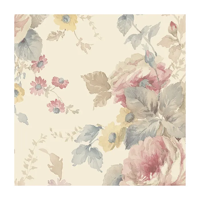 La Rosa Wallpaper Cream, Pink, Blue Norwall Wallcovering RG35726