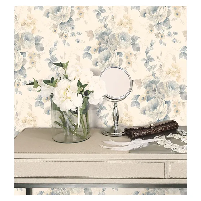 La Rosa Wallpaper Blue, Beige Norwall Wallcovering RG35727