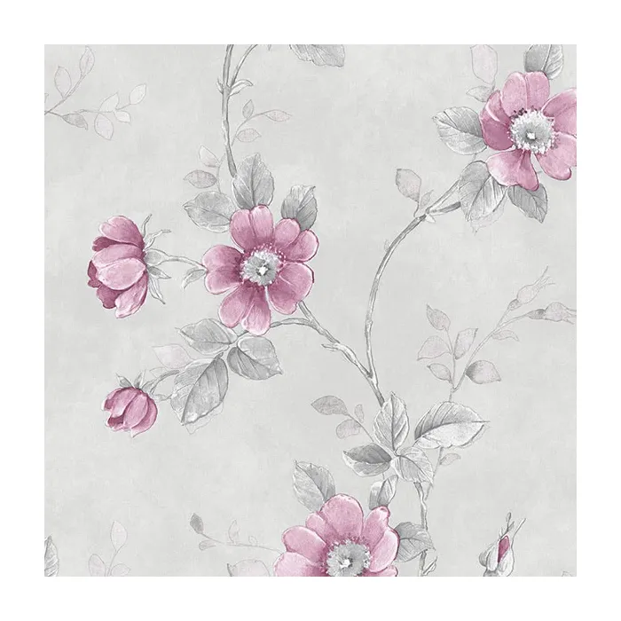 Poppy Wallpaper Pink, Grey Norwall Wallcovering RG35733