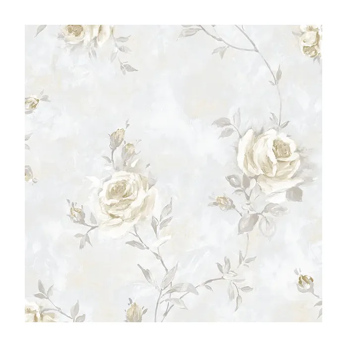 Painted Rose Trail Wallpaper Beige, Grey Norwall Wallcovering RG35735