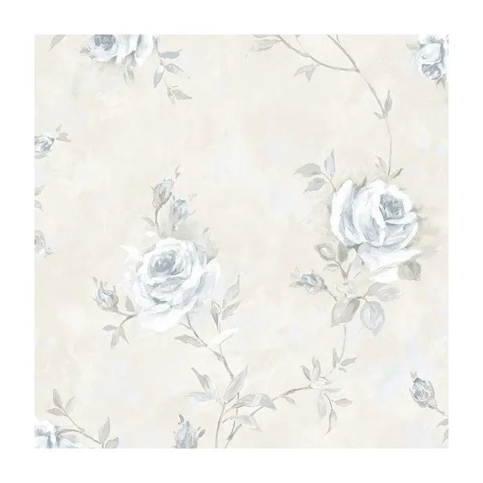 Painted Rose Trail Wallpaper Blue, Beige, Grey Norwall Wallcovering RG35737