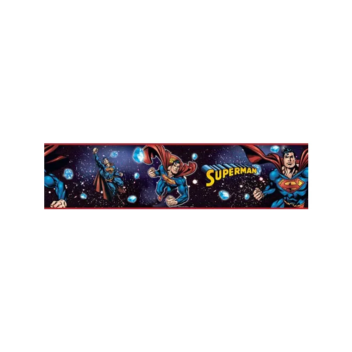Blue Superman Peel and Stick Wallpaper Border RMK1038BCS