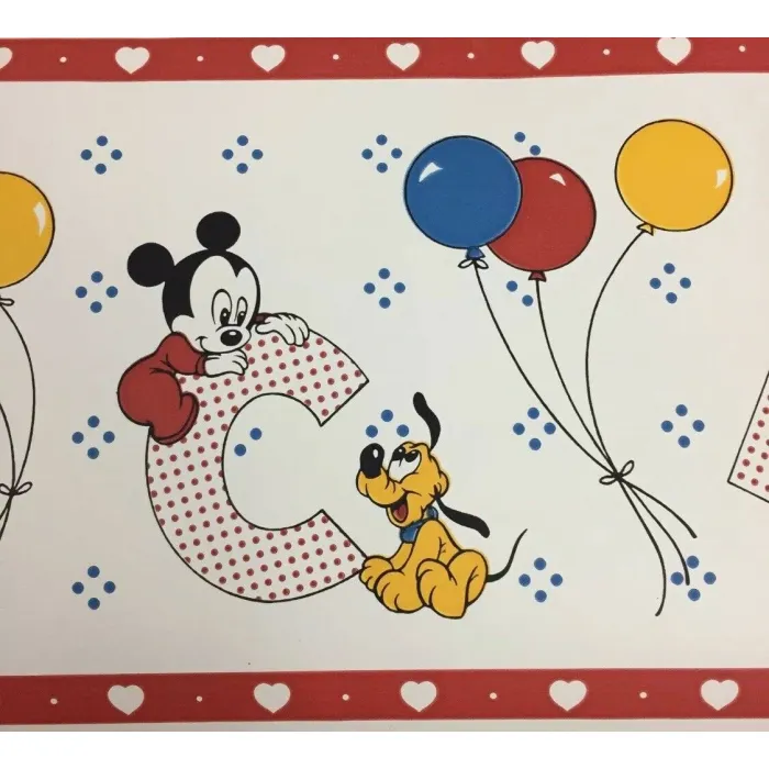 Disney’s Baby Mickey Mouse Wall Border ABC Nursery Gender Neutral Vintage
