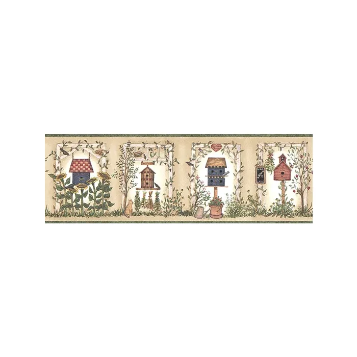 Assorted Birdhouse and Flower Wallpaper Borde