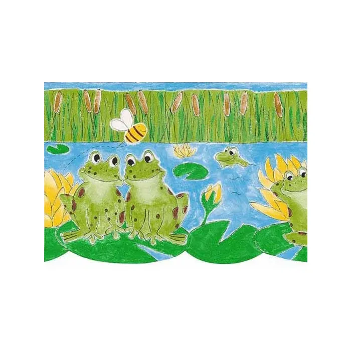 Green Froggy Friends Wallpaper Border
