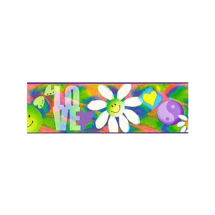 Tie Dyed Peace and Love Wallpaper Border- 2 Left