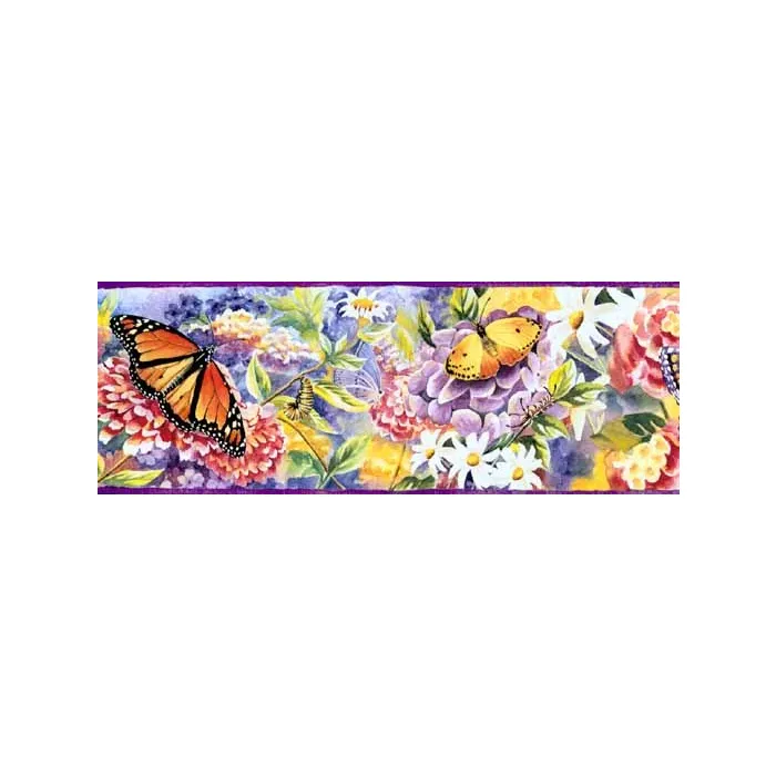Butterfly Garden Purple Wallpaper Border