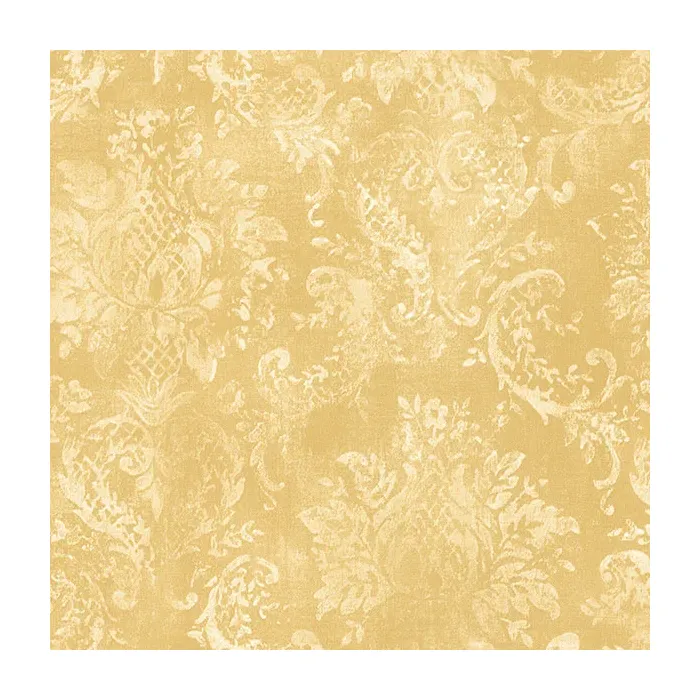 Canvas Damask Wallpaper Yellow, Cream Norwall Wallcovering SD25655