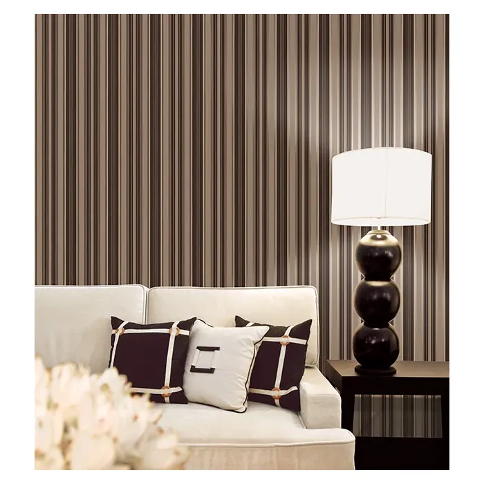 Textured Stripe Wallpaper Metallic Silver, Brown, Dark Taupe Norwall Wallcovering SD25659