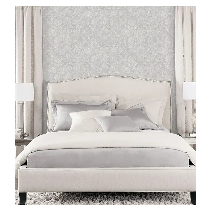 Canvas Damask Wallpaper Grey, White Norwall Wallcovering SD36101