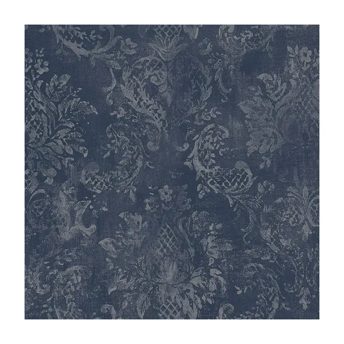 Canvas Damask Wallpaper Navy, Grey Norwall Wallcovering SD36102