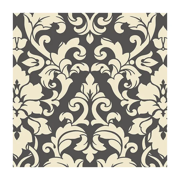 Velvet Damask Wallpaper Beige, Black Norwall Wallcovering SD36118