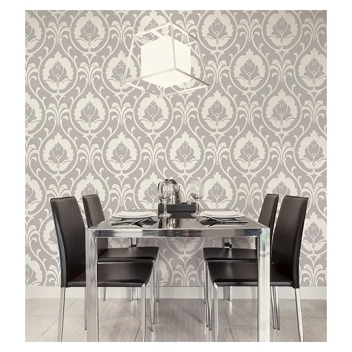 Italian Damask Wallpaper Grey Norwall Wallcovering SH34514