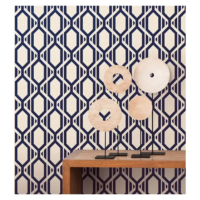 Gatsby Wallpaper Navy, Metallic Gold Norwall Wallcovering SH34547