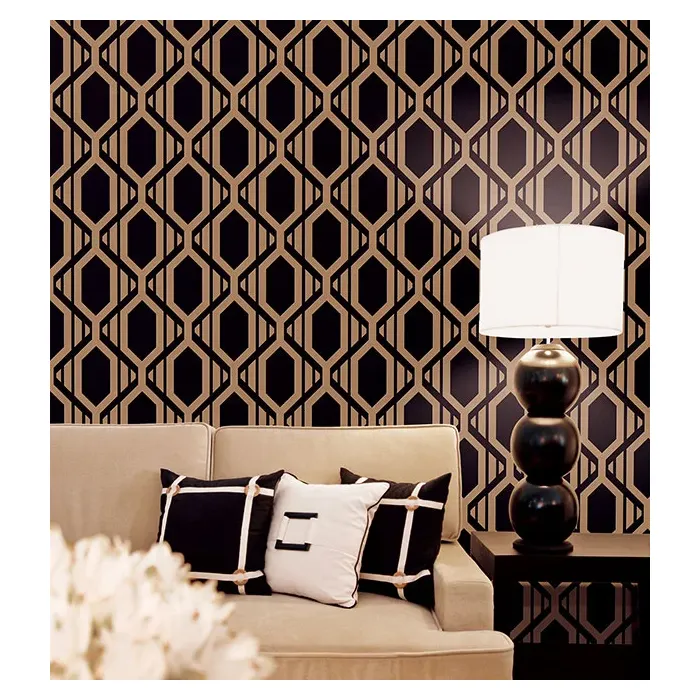 Gatsby Wallpaper Black, Metallic Gold Norwall Wallcovering SH34549