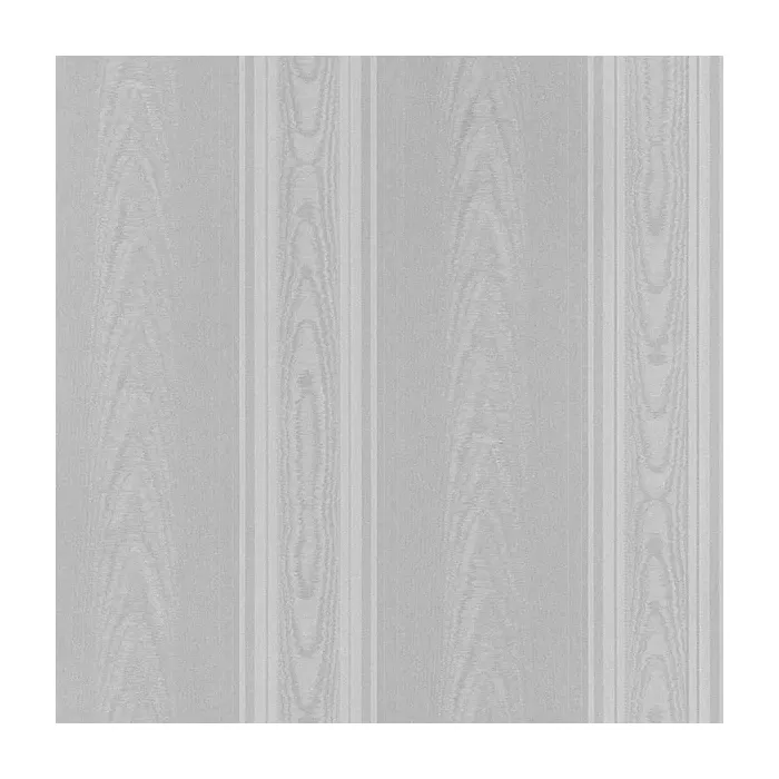 Medium Moiré Stripe Wallpaper Metallic Silver Norwall Wallcovering SK34747