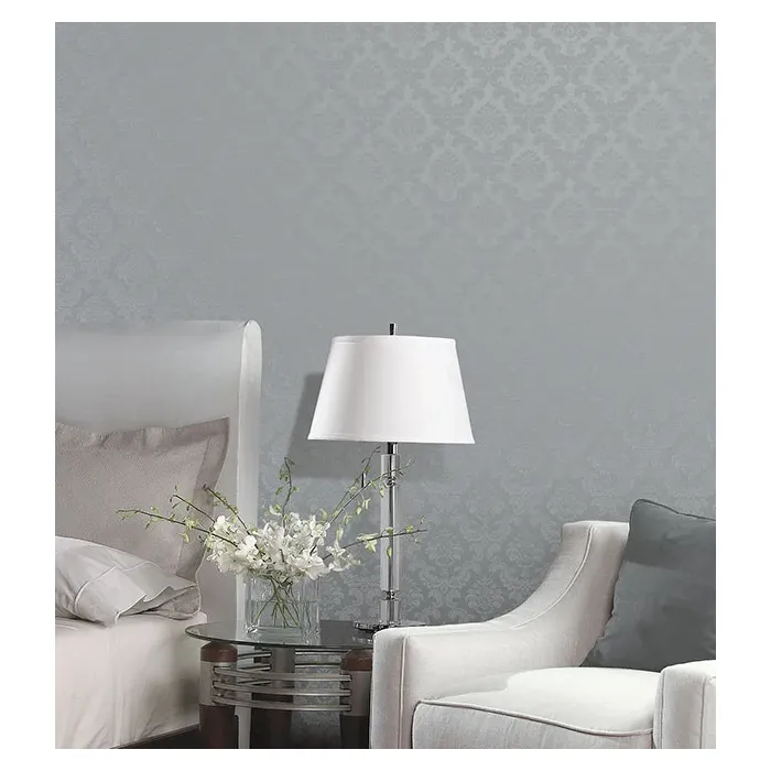 Damask Emboss Wallpaper Blue Norwall Wallcovering SK34768
