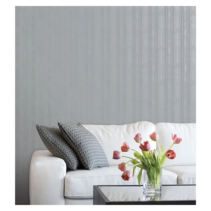 Medium Moiré Stripe Wallpaper Blue Norwall Wallcovering SK34769