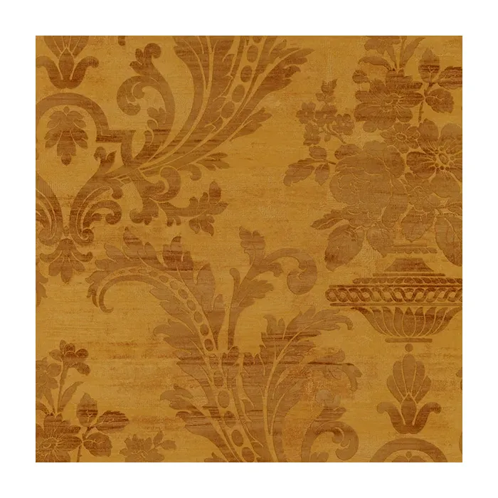 Sari Damask Wallpaper Metallic Gold, Brown Norwall Wallcovering SM30355