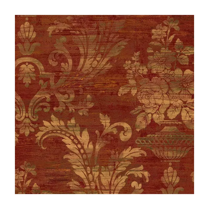 Sari Damask Wallpaper Metallic Gold, Red Norwall Wallcovering SM30383