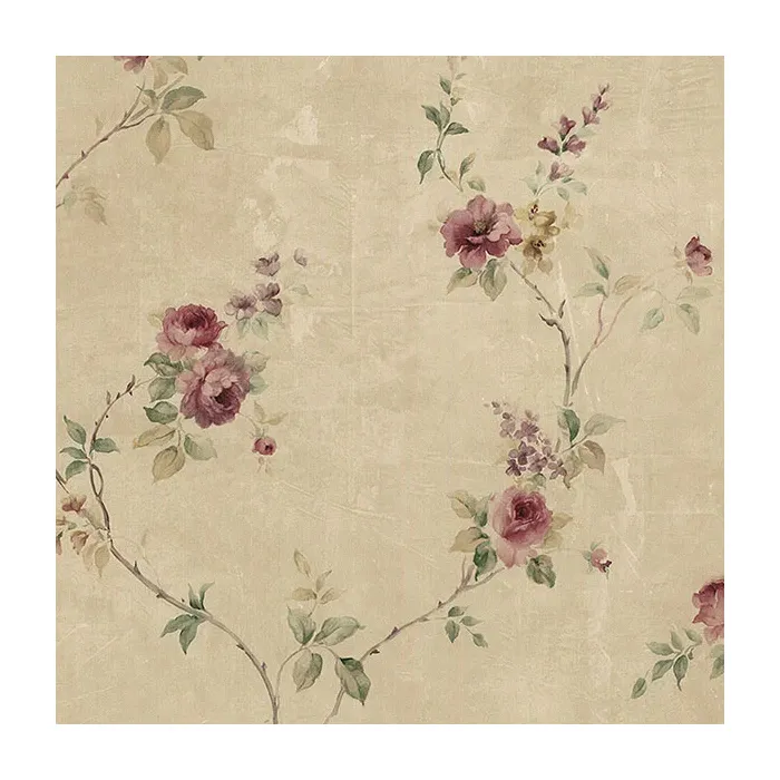White Wedding Trail Wallpaper Burgundy, Pink, Green Norwall Wallcovering SP24430