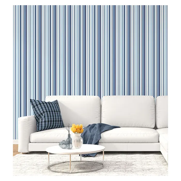 Step Stripe Wallpaper Navy, Blue, Indigo Norwall Wallcovering ST36911