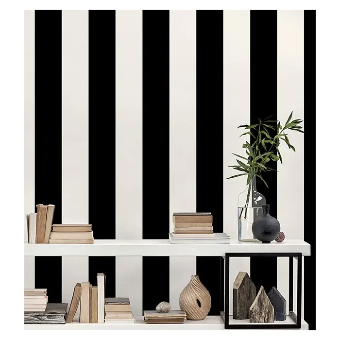 5.25" Stripe Wallpaper Pearl, Black, White Norwall Wallcovering SY33937