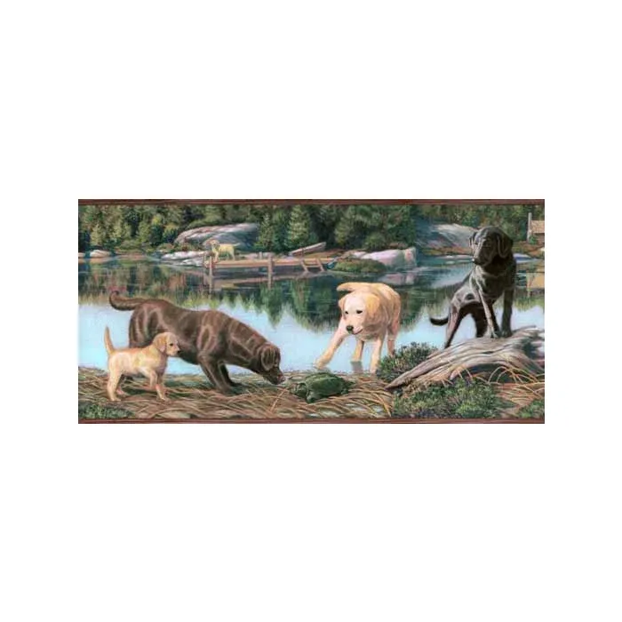 Burgundy Labradors By The Lake Wallpaper Bord