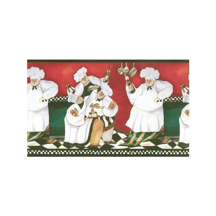 Red Checkered Chef Wallpaper Border
