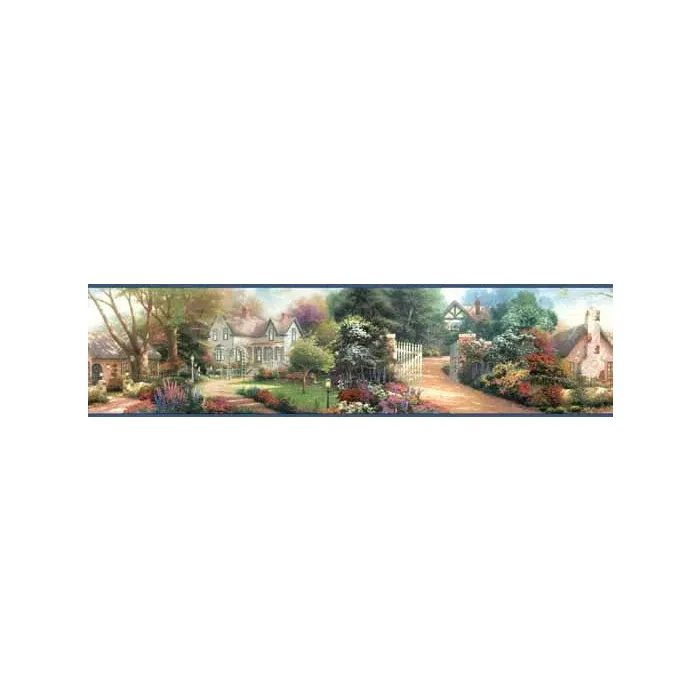 Thomas Kinkade Cottages Wallpaper Border