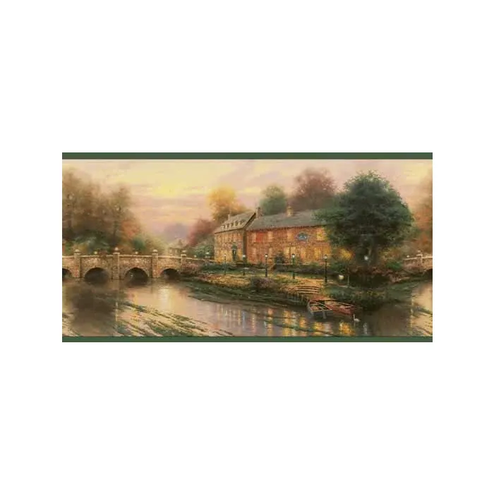 Kinkade Green Bridge Wallpaper Border