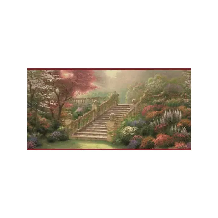 Thomas Kinkade Burgundy Stairway Border
