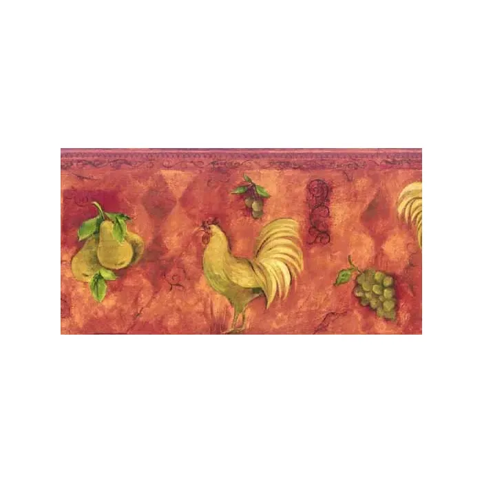Red Rooster Fruit Wallpaper Border