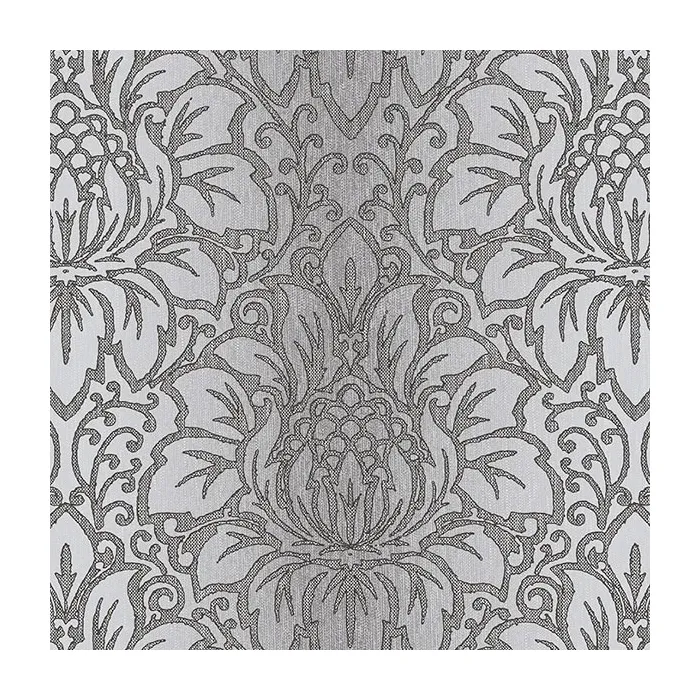 Venetian Damask Wallpaper Black, Grey, Metallic Silver Norwall Wallcovering TX34822