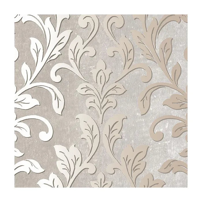 Silver Leaf Damask Wallpaper Grey, Taupe Norwall Wallcovering TX34844