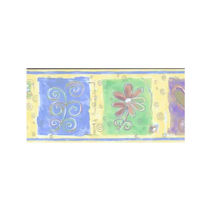 Flower Heart Swirl Pastel Wallpaper Border