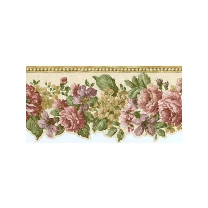 Beige Mixed Flower Wallpaper Border